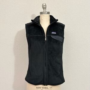 PATAGONIA Re-Tool Vest Black Polartec Fleece Full Zip Outdoor Hiking